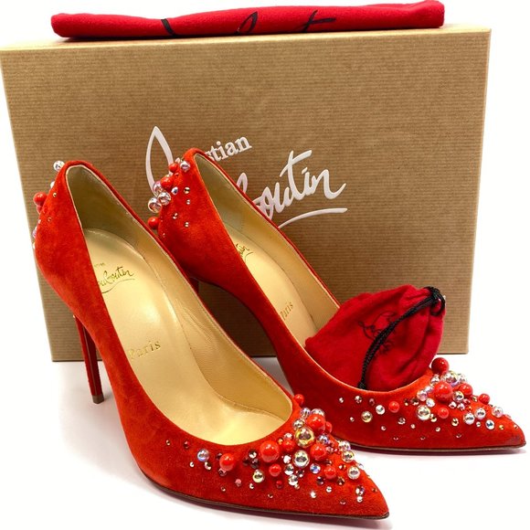 Christian Louboutin Shoes - Christian Louboutin Candidate 100 Red Suede Heels 35.5